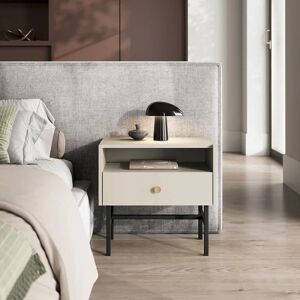 garneroarredamenti Comodino moderno 55x52cm 1 cassetto beige Eterna