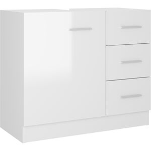 vidaXL Mobile Sottolavabo Bianco Lucido 63x30x54 cm Legno Multistrato