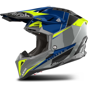 Airoh Casco Cross  Aviator 3 Blue Push