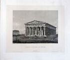 Lerebours - PAESTUM Temple Hypethre - Acquatinta 1841 "Excursions daguerriennes"