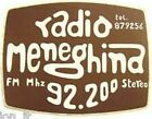 VECCHIA ADESIVO RADIO / Old Sticker RADIO MENEGHINA (cm 11 x 8) marrone