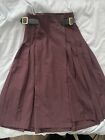 Zara Burgundy Pleated Midi Skirt XS