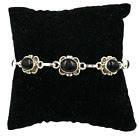 BRACCIALE IN ARGENTO 925 CON CABOCHON ONICE NERO VINTAGE ANNI  60 MADE IN ITALY