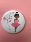 Birthday Girl Ballet Dancer Dark Skin Tone Ballet Badge