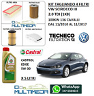 TAGLIANDO 4 FILTRI OLIO E CASTROL 5W30 VOLKSWAGEN SCIROCCO 2.0 TDI 100KW 136 CV