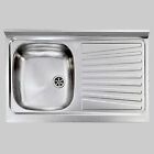 LAVELLO INOX UNA VASCA APPOGGIO - 90 x 50 Dx