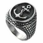 Mens Stainless Steel Navy Marine Biker Anchor Ring Men Silver Size 6-15 Gift