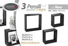 Set 3 Mensole da Parete MODULI PENSILE Moderne Design Cubo Mensola Scaffale NERO