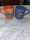 Rainforest Cafe Coffee Mugs Orange Iggy Iguana & Rio Parrot Blue Lot of 2