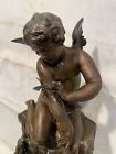 Putto scultura Angelo in bronzo con base marmo