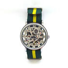 Orologio con carica manuale e cinturino Nato verde e giallo