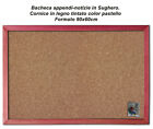 BACHECA IN SUGHERO CON CORNICE TINTATA  COLORI ROSSO PASTELLO 90x60cm