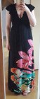 DESIGUAL vestito lungo nero con fiori taglia EU 38 (S/M) maxi abito impero donna