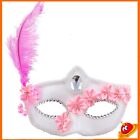 Travestimento carnevale  halloween Maschera Veneziana con piuma roselline gemma