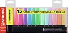 EVIDENZIATORI - STABILO BOSS ORIGINAL DESK-SET - 15 COLORI ASSORTITI 9 NEON + 6