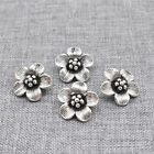 4 Sterling Silver Flower Charms 925 Silver Blossom Floral Pendants for Necklace