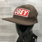 OBEY OSFA Snapback Cap Adults Wool Blend Large Logo Brown Adjustable