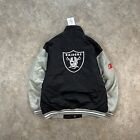 Vintage Oakland Raiders Jacket Womens XL Black Grey Snap Bomber Coat USA