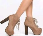 Jeffrey Campbell Beige Suede Lita Booties Shoe Boots Concealed Platform 5