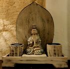 TEMPIO STATUA ZEN BUDDHA BUDDA FORTUNA PROTEZIONE CANDELA INDIA ETNICO 2