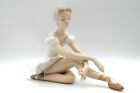 Lladro 5919 Rose Ballet Figurine Ballerina Sitting Holding a Rose Flower IOB EUC