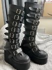 Demonia Womens Swing-815 Platform Boots Black Vegan Gothic Punk Goth Wedge