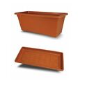 FIORIERA RETTANGOLARE VASO PLASTICA COLORE TERRACOTTA 60 80 100 CM CON SOTTOVASO