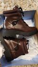 UGG Ladies Lace Up Wine Leather Ankle Boots,size UK 6