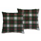 Coppia cuscini arredo TARTAN scozzese bianco verde 50x50