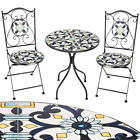 Set Tavolo e Sedie Pieghevoli Tavolino Design Mosaico Blu Arredo Esterno Giardin