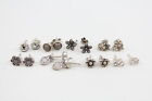 Pandora Sterling Silver Earrings Studs Floral Heart Enamel Stone Set x 8 (12g)