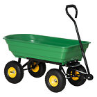 Outsunny Carrello da Giardino 75L con Vasca Ribaltabile e Maniglia Verde