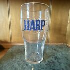 Vintage Harp Beer Glass Pint Logo Embossed Blue Letters - Made In France