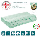 CUSCINO MEMORY FOAM  ORTOCERVICALE SFODERABILE IN ALOE VERA E TESSUTO SILVER