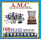 BATTERIA DI PENTOLE NEW LINE AMC 108 PEZZI ACCIAIO INOX SUPER  OFFERTA DEL MESE