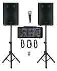 Impianto Audio Completo Casse Karaoke DJ Mixer Bluetooth Microfono Supporti 150W