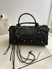 Balenciaga motorcycle bag, black distressed leather & silver hardware