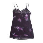 CALVIN KLEIN Sheer Sleepwear Slip Dress Purple Floral Short Womens UK 10