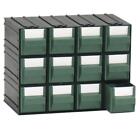 Cassettiera in plastica componibile con 12 cassetti verdi, 225 x 133 x 169 mm