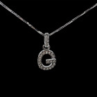 COLLANA LETTERA G DONNA UOMO ARGENTO 925 E ZIRCONI PUNTILUCE BRILLANTI DA REGALO