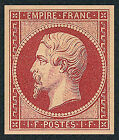 1853 Francia 1 fr. carminio Napoleone Empire, nuovo ** Yv.18, bellissima replica