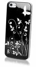 Custodia per Apple Iphone 5 5s 5se cover per cellulare flowers butterfly black