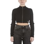 Maglione Calvin Klein Badge Cropped Zip Nero  Donna