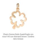 Dodo pomellato ciondolo Quadrifoglio NUOVO - Oro Rosa 9k Con DIAMANTI