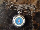 FBI LOGO BADGE CHROME POCKET WATCH WITH CHAIN (NEW)