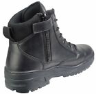 Black Full Leather Army Patrol Combat Mid Boots SIDE ZIP Security Military 917