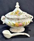 Vintage Italian Faience Tureen. Lid, Bowl, & Ladle. Hand painted. No Chips