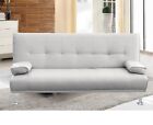 DIVANO LETTO 3 POSTI RECLINABILE SALOTTO ECOPELLE BIANCO CUSCINI SOFA ITALIA