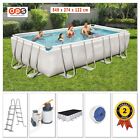 Piscina Fuori Terra Rettangolare Rigida 549x274x122 con Accessori Scaletta Pompa