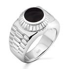 Siegelring Onyx Stein Schwarz Rund 925er Sterling Silber Rhodiniert Damen Herren